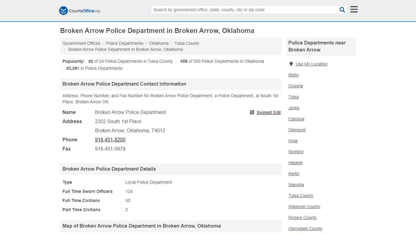 Broken Arrow Police Department in Broken Arrow, Oklahoma - County Office
